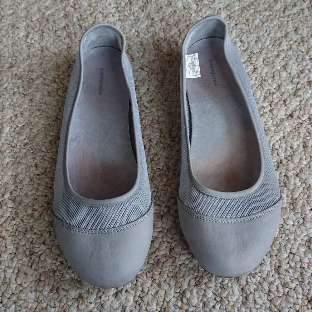 Patagonia Maha gray Breathe Black Nubuck Leather Ballet Flats size 7
